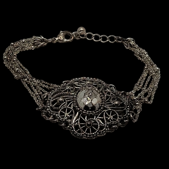 VINTAGE NRT VICTORIAN Elegant Silver Filigree Bracelet - Picture 1 of 5